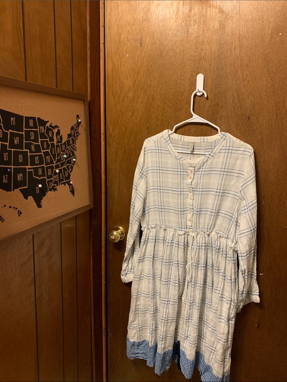 Embellish Midi Dress with Blue Plaid Accents size xl